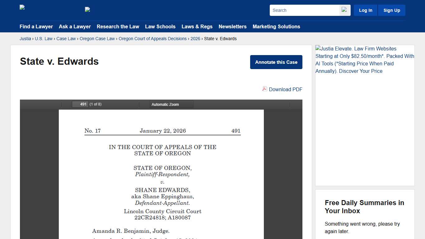State v. Edwards :: 2026 :: Oregon Court of Appeals Decisions :: Oregon Case Law :: Oregon Law :: U.S. Law :: Justia